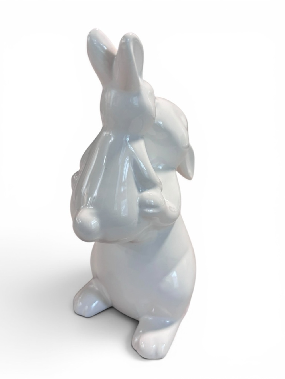 White Ceramic Bunny Figurine - kissing bunnies - Picture 2 of 11